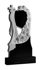 Čierna žulová pamiatka Rose Curtain Tombstone