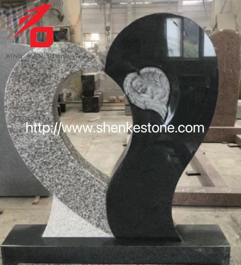 Špeciálny headstone s jednoduchým srdcom Anjel pre cintorín